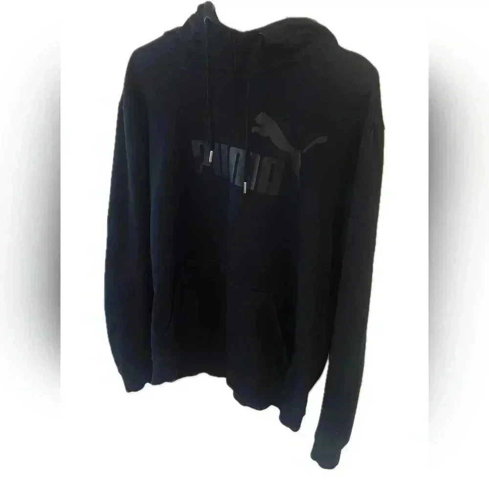 Essential black on black puma hoodie size large